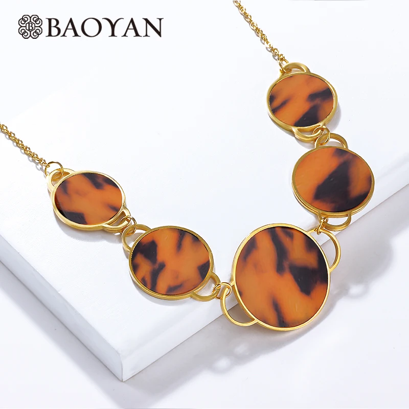 Baoyan цепочка из нержавеющей стали, ожерелье, ювелирное изделие, массивное, лучший друг, женское черепаховое ожерелье, новое модное Золотое леопардовое длинное ожерелье для женщин