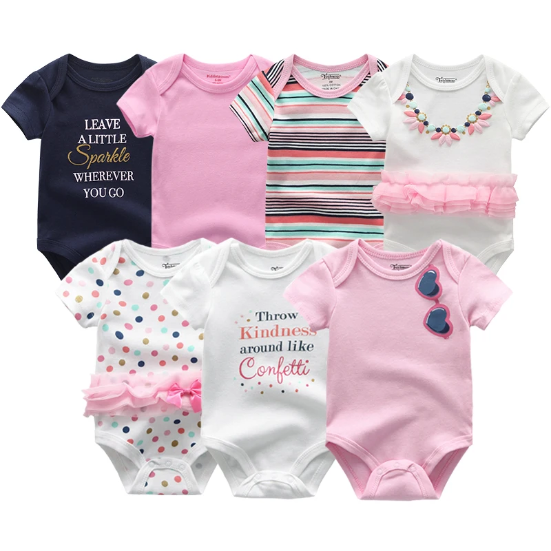 

7PCS/lot Baby Romper Cartoon Short Sleeve Cute boys Clothes sets 2019 Summer baby girl jumpsuit Kids Baby Outfits Clothing
