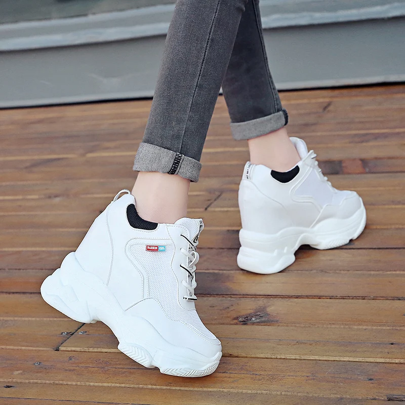 Г., белая модная обувь женские высокие кроссовки женские ботильоны на платформе женская обувь, увеличивающая рост