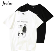Jielur Новые летние женские футболки Harajuku BF напечатанные буквы Забавный с круглым вырезом женские футболки с короткими рукавами свободные топы женская майка s-xxl