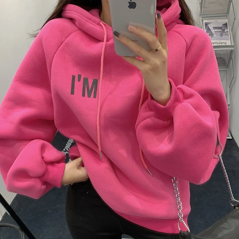 Women Casual Letter Print Hoodies Autumn Long Sleeve Hooded Jacket Hip Hop Streetwear Pullover Tops Femme Fashion Warm Blouse | Женская