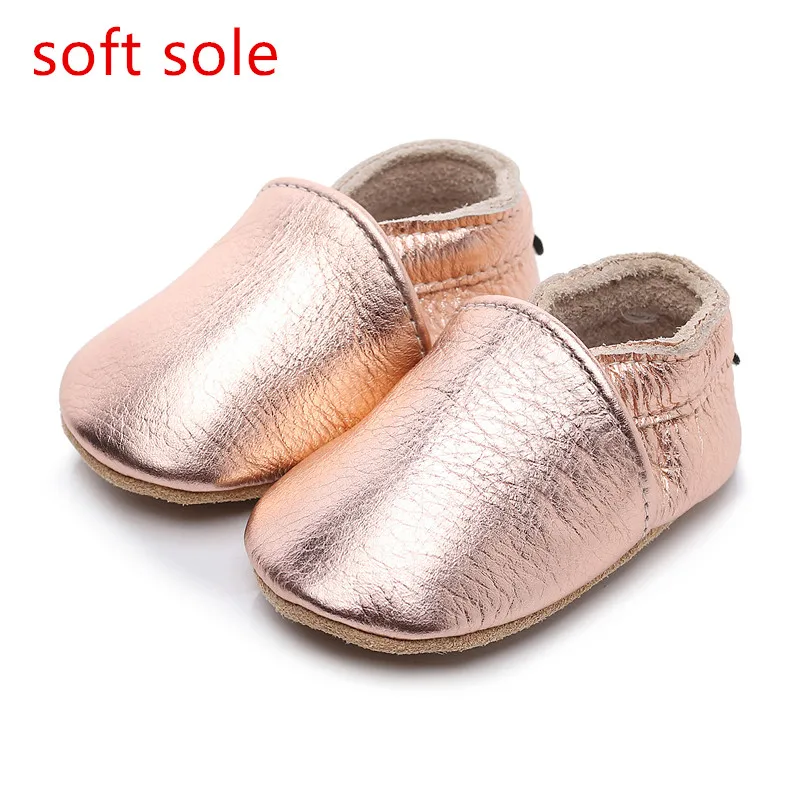 rose gold Летняя детская обувь, детская обувь из натуральной кожи, детские мокасины, обувь для первых шагов, мягкая подошва, детская обувь для мальчиков - Color: rose gold