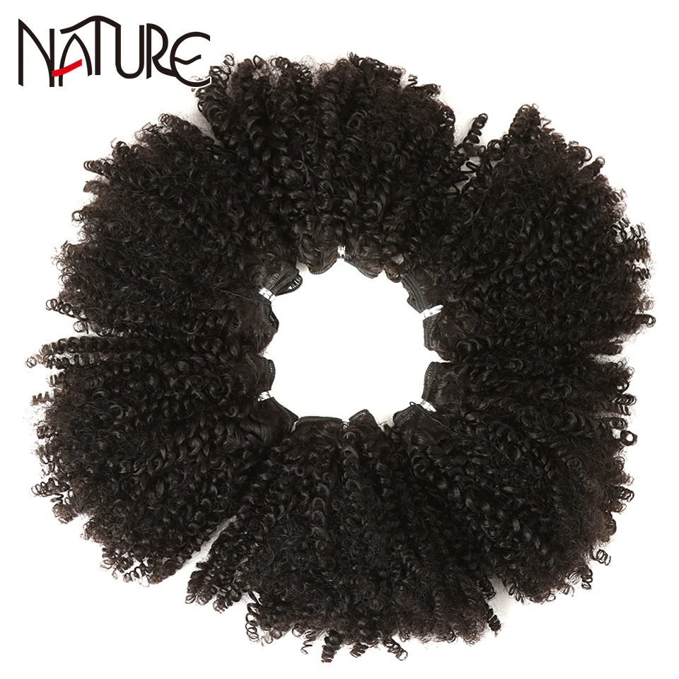 Nature Hair Synthetic Soft Afro Kinky Curly Hair Bundles Weave Ombre Black Blonde Lace With Closure Extension