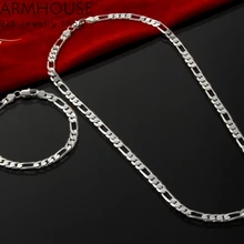 Charmhouse серебро 925 ювелирные наборы для мужчин 4 мм Figaro браслет цепочка и ожерелье мужские ювелирные изделия 2 шт наборы аксессуары вечерние подарки