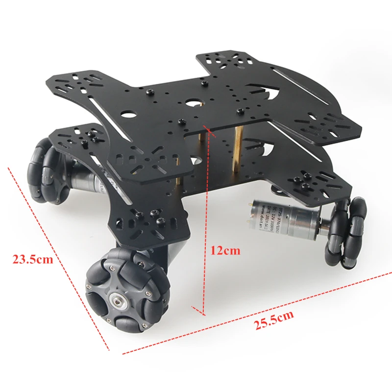 

SZDOIT MC806 2-layer Metal Plane Chassis Car Kit 58mm Omnidirectional Wheel and 4pcs DC Motors Toys for RC Smart Chassis Car
