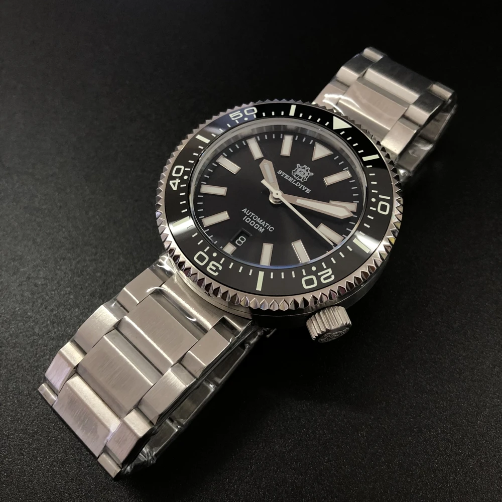 STEELDIVE 1976 хоккейные 1000 м часы для ныряния из нержавеющей стали автоматические часы для ныряния мужские NH35 механические часы с керамическим ободком для мужчин s - Цвет: Steel B