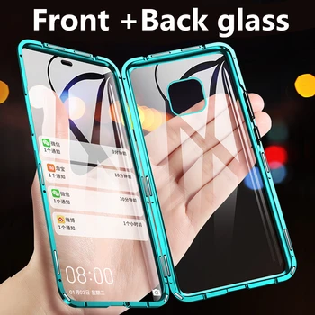 

For Huawei mate 20 pro case Magnetic Front+Back 360 Adsorption Metal Tempered Glass case for huawei mate 20