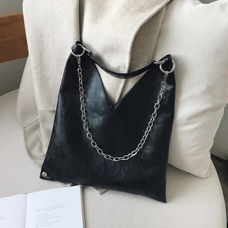 

Large Capacity Soild Color Shoulder Bags for Women Multipurpose Metal Chain Crossbody Bag Ladies Fashion Pu Leather Handbags