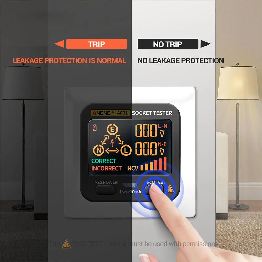 Цифровой смарт тестер для розеток детектор напряжения с нулевой линией проверка