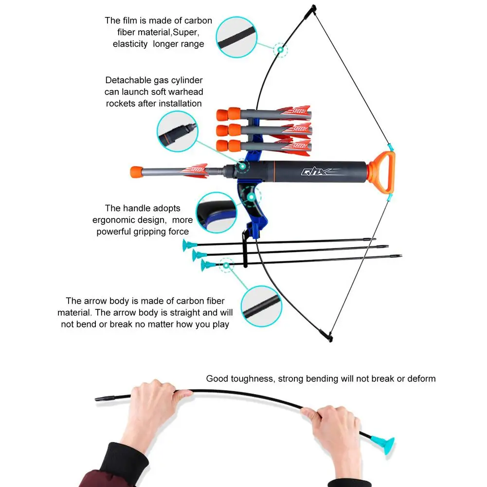 Boy Shooting Simulation Bow And Arrow Set Toy Children'S Bow Arrow Set Air Cannon Archery Toy Set