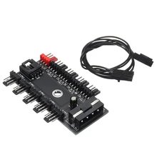 

Pohiks 1pc 1 to 10 PC Fan Channel Hub Durable 12V 4-Pin Power Supply Splitter Adapter For Computer Case