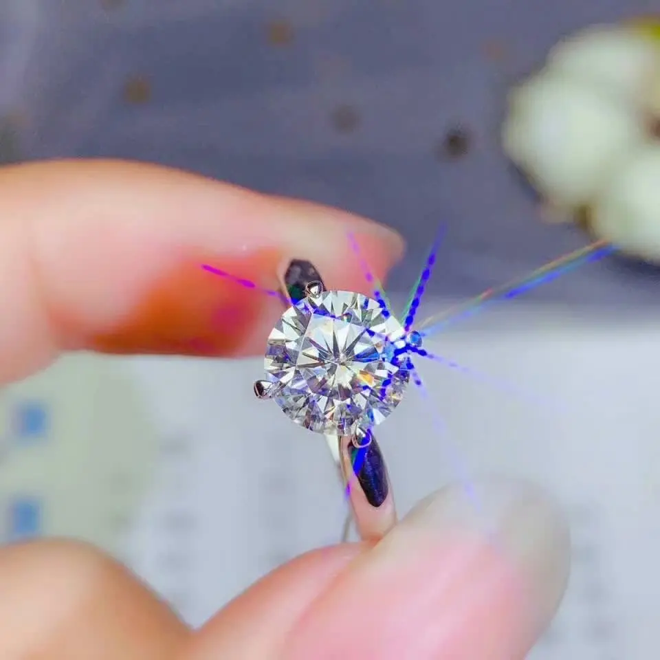 Shilovem 18k Белое Золото Moissanite алмазные кольца женские классические свадебные растения Рождественский подарок 8*8 мм vvs bj080888sz