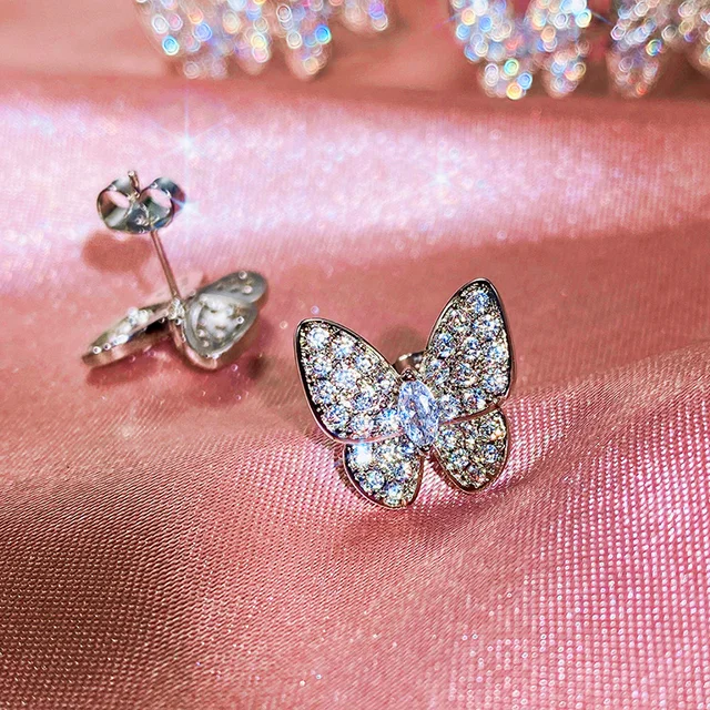 アクセサリー Exclusively for Kati Huitan Fashion Butterfly Stud Earrings with Crystal Cubic