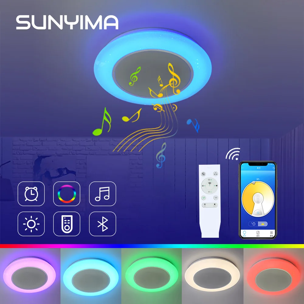 Светодиодная люстра SUNYIMA 48 Вт/36 Вт/24 Вт с Bluetooth динамиком светильник льник лампы