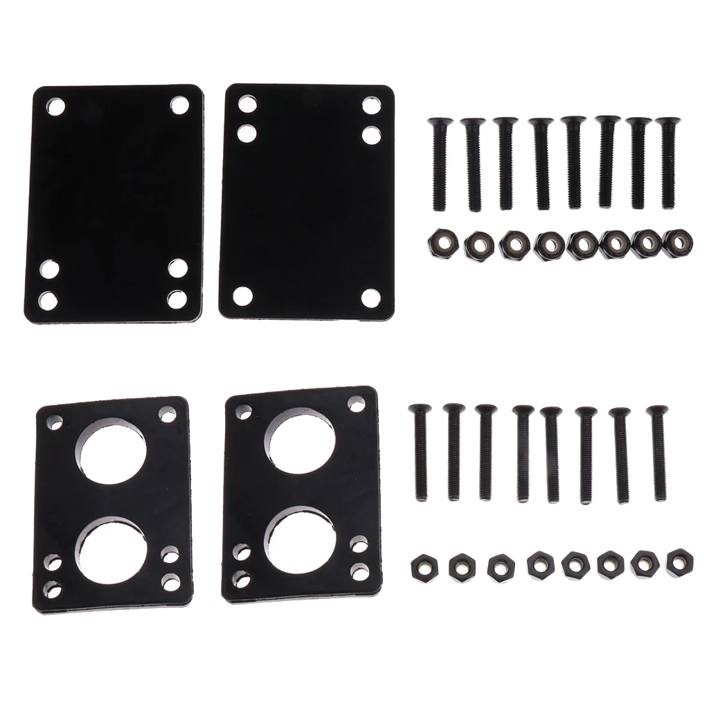 Skateboard Riser Pads Longboard Hardware Screw Set High Strength Black 3mm Pad+6mm Pad Skateboard Parts Skateboard Accessories