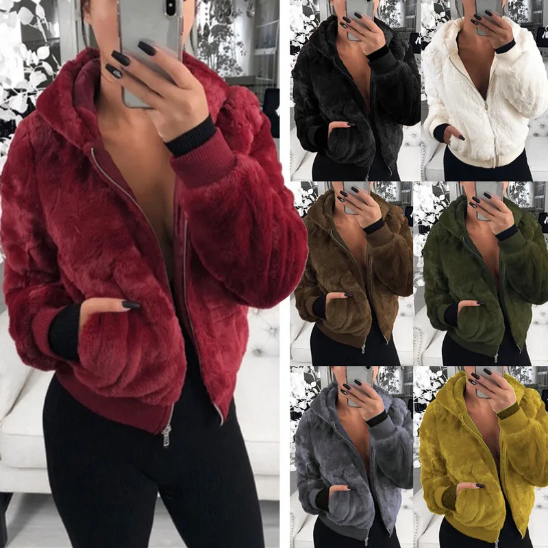 

Women Warm Winter Fleece Hooded Parka Coat Overcoat Jacket Outwear Zipper Female Hoodies S-3XL plus size Teddy velvet sweatshirt