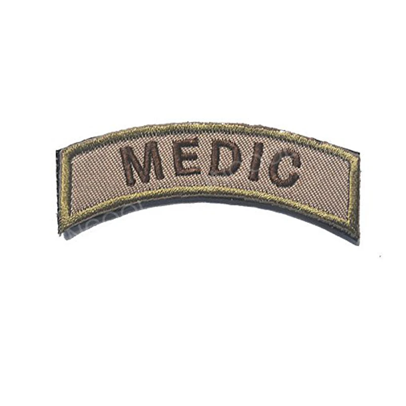 Medic Brown Meic вышитые нашивки IR Светоотражающие для поддержания боевого духа патчи тактический боевой EMT аппликация эмблем ткань вышивка значки - Цвет: Medic Brown