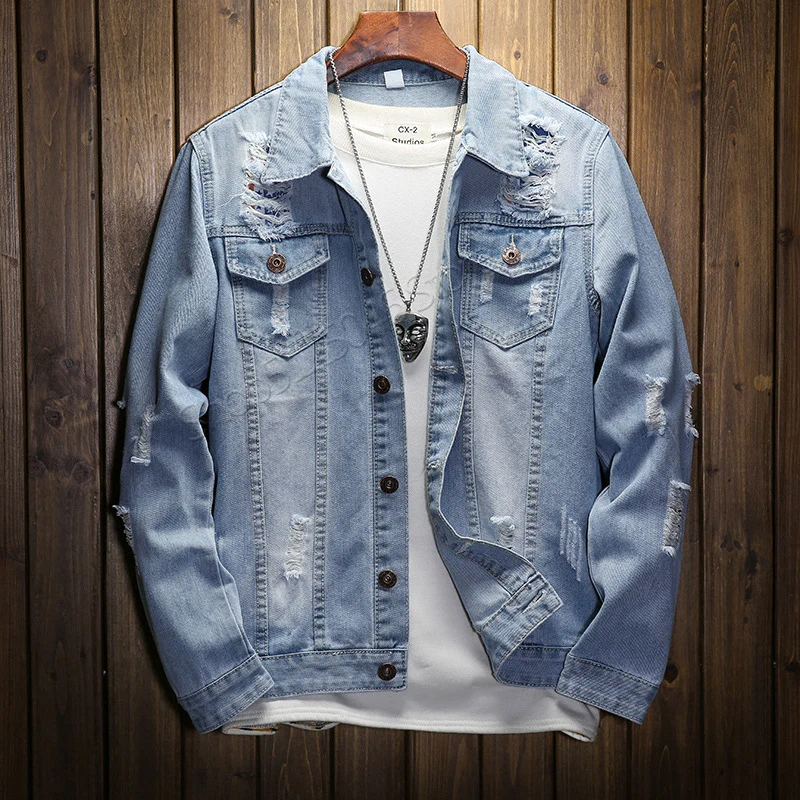 Veste Homme синяя джинсовая куртка для мужчин зима весна осень анти-усадочная дышащая толстовка с капюшоном Veste Homme Sweat Mo - Цвет: Light Blue