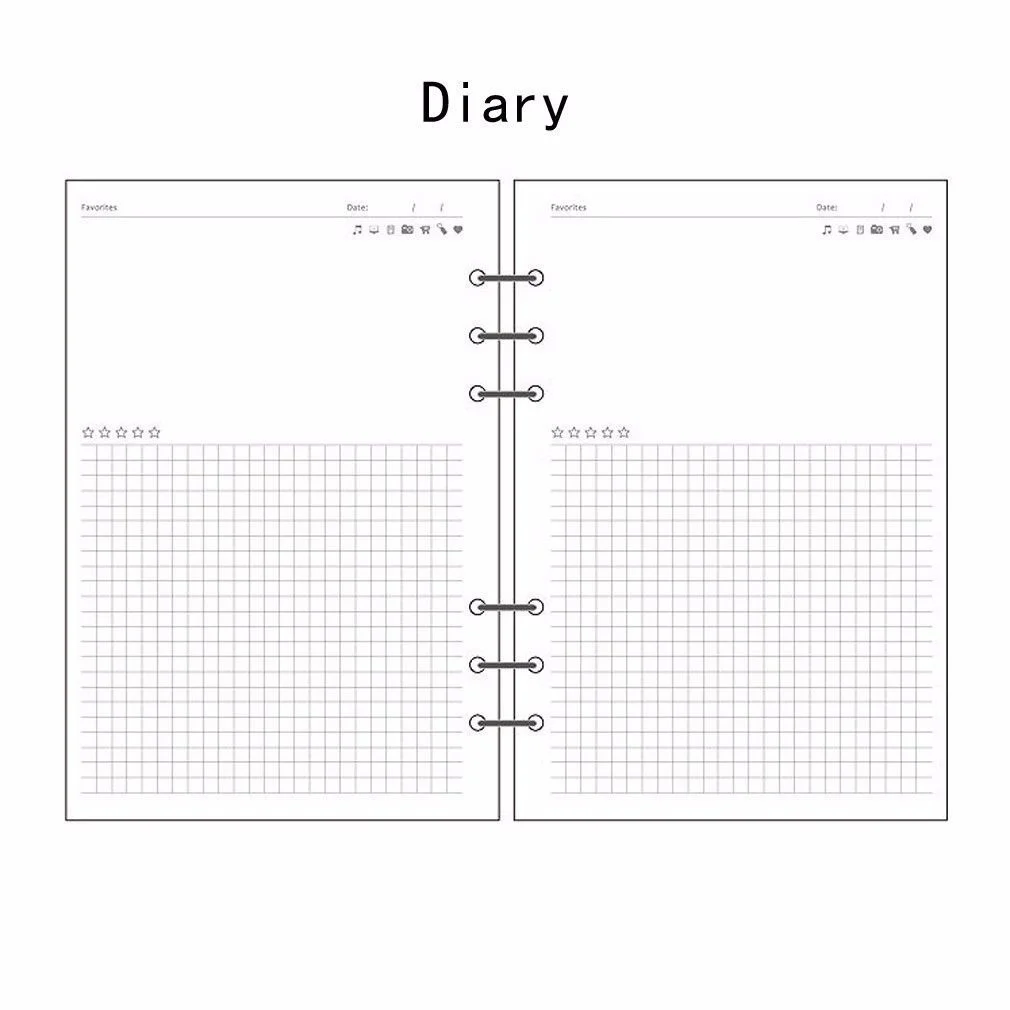 A5/A6/A7 планировщик, дневник, вставка, запасной лист, расписание, органайзер, план, 45 листов, бумага для заметок, 6 отверстий, спираль, связывающая точка, сетка - Цвет: Diary
