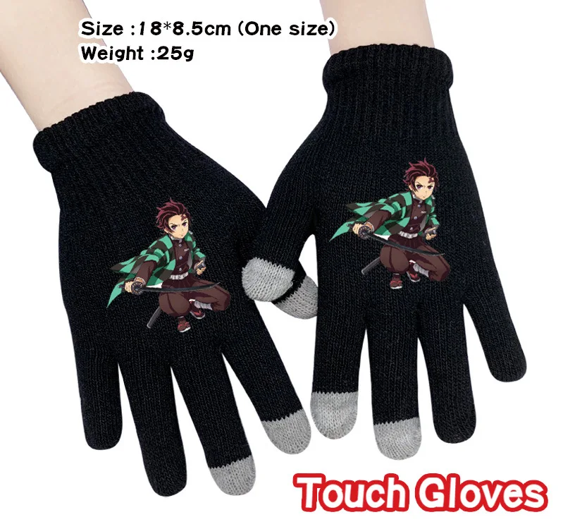 Перчатки для мальчиков и девочек Kimetsu No Yaiba, вязаные, шерстяные, Полные Пальцы, Мультяшные, аниме, косплей, подарки - Цвет: 4