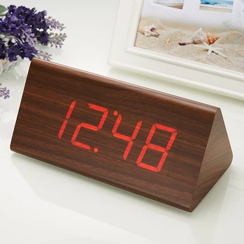 

New Design Big Multifunctional LED Display Alarm Clock Wooden Desktop Digital Clocks Sounds Control Relogio Despertador