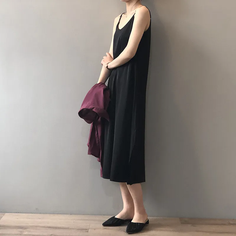 Summer Satin Black Sexy Women Dress 2020 Women's Dress Luxury Shiny Sundress Imitation Silk dress Y0786 Spaghetti Strap Dresses (19)