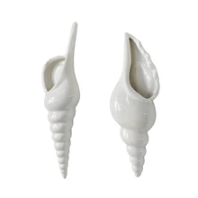 2 шт. современный белый керамический морской раковины цветок ваза настенная навесной домашний Декор Гостиная фон настенная украшенная ваза, стиль