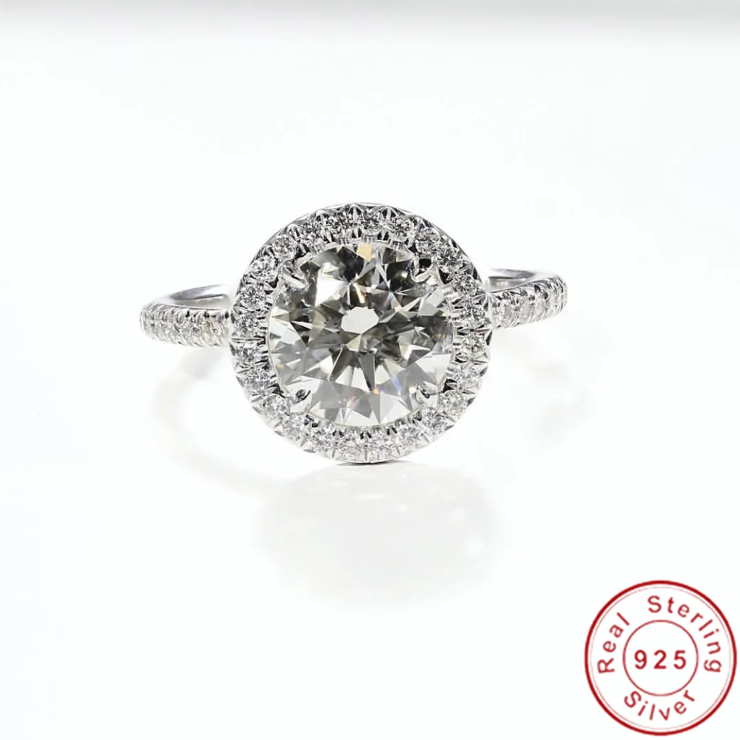 

Trendy Rings For Women 925 Sterling Silver Jewelry Charms Round Stone Ladies Bridal Wedding Engagement Ring Anillos Mujer