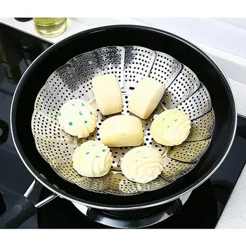 

Telescopic Folding Dish Steam Stainless Steel Food Vegetable Steamer Multifunction Cooker Mesh Kitchen Basket Steamer Tool T1L4