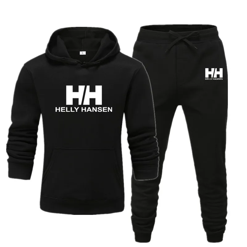 MensSportswear, хлопковые толстовки, тренировочные штаны, спортивный костюм для бега, удобная модная одежда большого размера, многоцветная печать, новинка - Цвет: Black