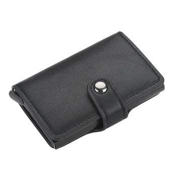 

New Fashion Anti RFID Blocking Men's Credit Card Holder Leather Small Wallet ID Bank Card Case Metal Protection Purse For Women