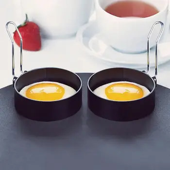 

Creative and practical Metal Egg Frying Rings Perfect Circle Round Fried Poach Mould Handle Non Stick