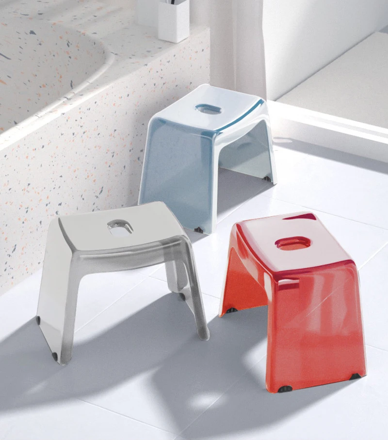 JOYLOVE Bathroom Bath Stool Non-Slip Transparent Shoe Change Stool Toilet Thickened Plastic Bench Acrylic Low Stool