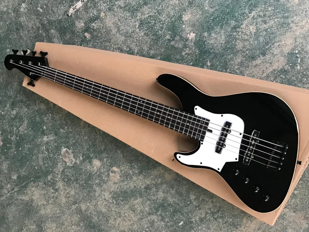 

5-String Bass Guitar,Left-hand Version,with Black Color Body,Black Hardware,White Binding and can be Customized