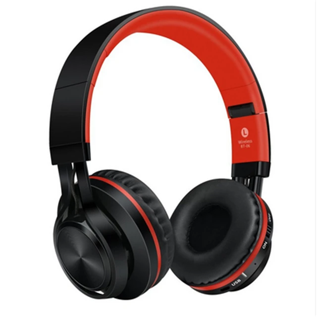 BT-06 наушники Bluetooth 4,0 bluetooth-стереонаушники и Проводная гарнитура Поддержка MP3 TF карта глубокий бас наушники с микрофоном наушники - Цвет: Red