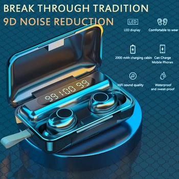 

New F9 Wireless Headphones Bluetooth 5.0 Earphone TWS HIFI Mini In-ear Sports Running Headset Support iOS/Android Phones HD Call
