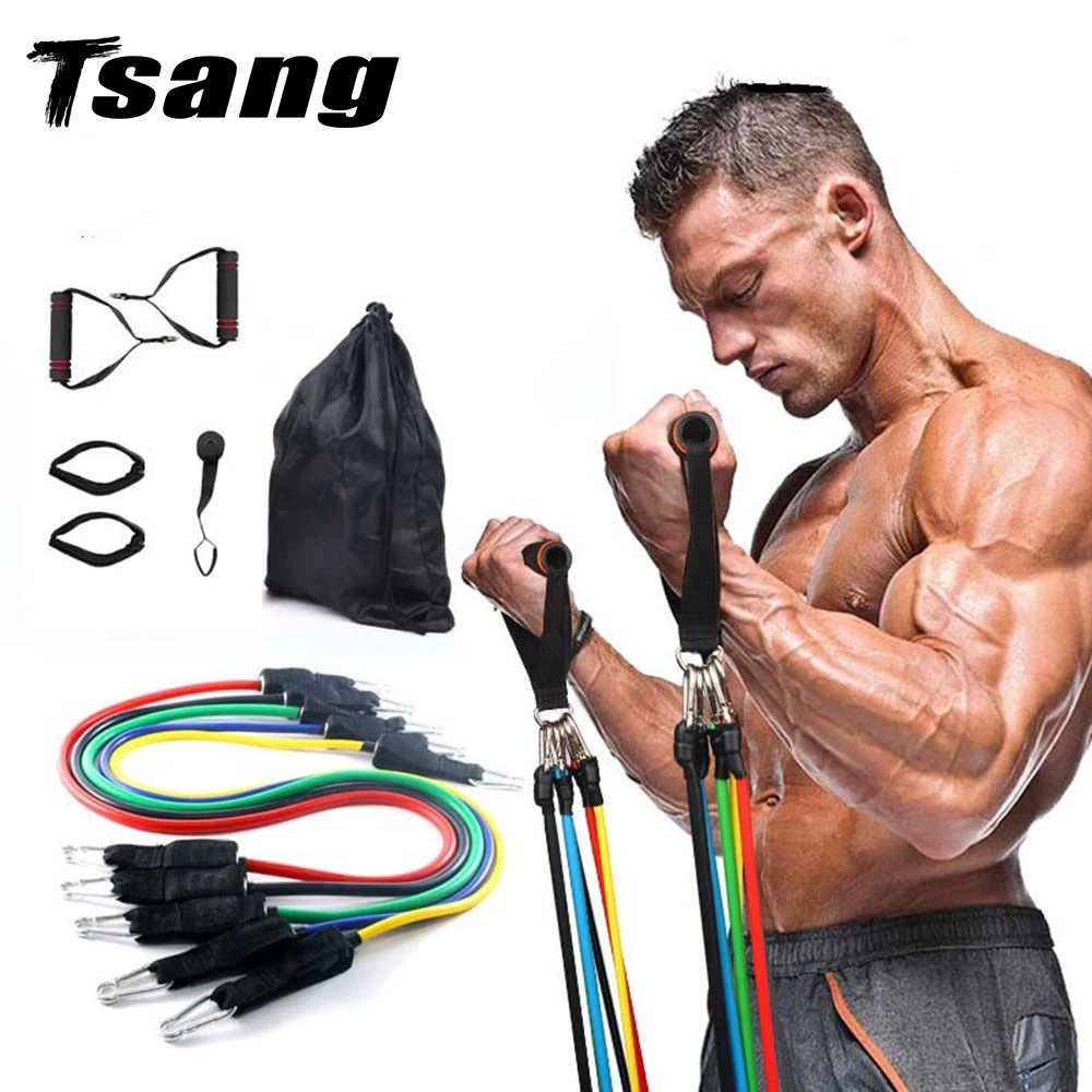 11 Pcs/set Pull Rope Yoga Resistance Bands Rubber Band Crossfit Fitness Elastic Training Workout Expander Gym Equipment | Спорт и