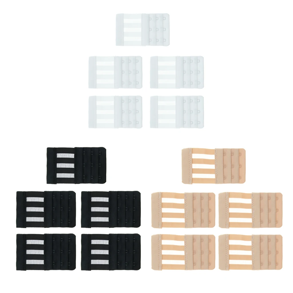 5 Pieces Bra Extenders Womens 3 Hooks 3 Rows Elastic Bra Strap Extension Adjustable Lingerie Belt Buckle Underwear