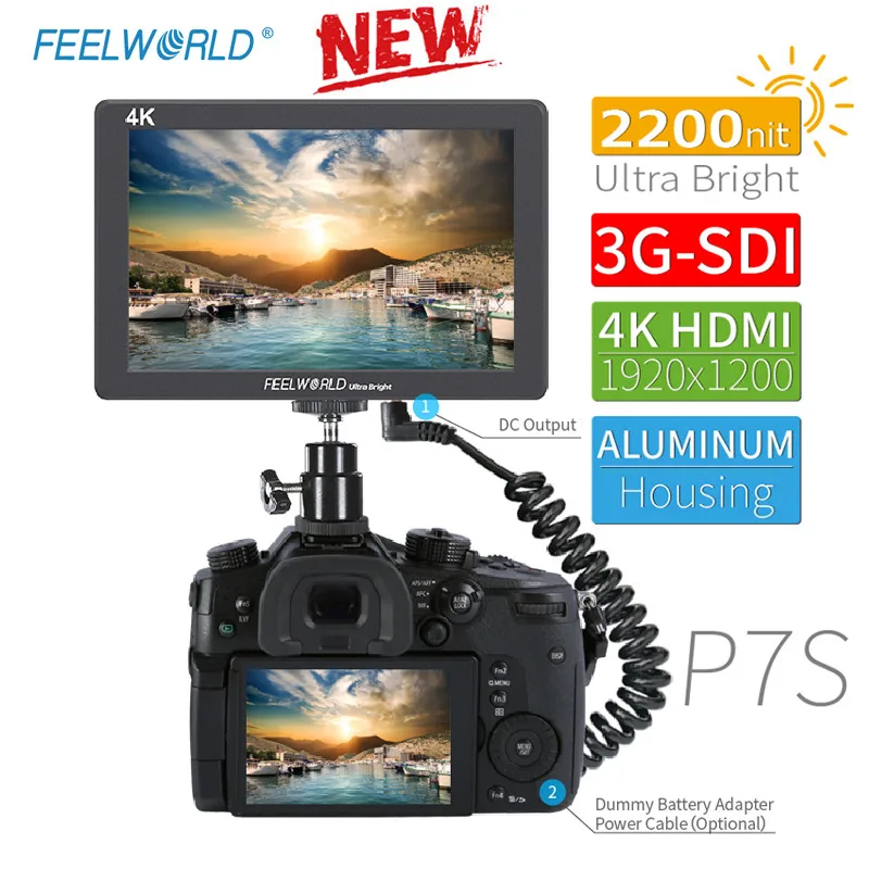 7-дюймовый 2200nit Ультраяркий 3G-SDI 4K HDMI полевой монитор FEELWORLD P7S для камеры DSLR