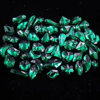 

Shapes mix 50pcs/bag Emerald color flatback glass Crystal rhinestone applique glue on for nail art handimade Craft diy trim
