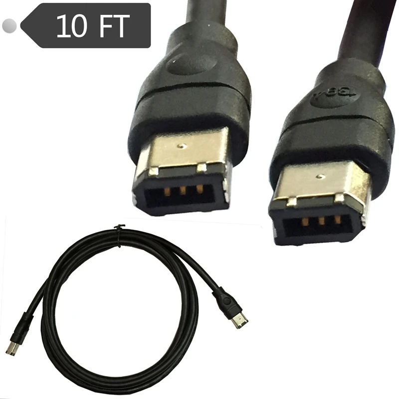 Черный IEEE 1394 Firewire 400 для кабеля Firewire 400, 6 Pin/6 Pin Male/Male-10 FT