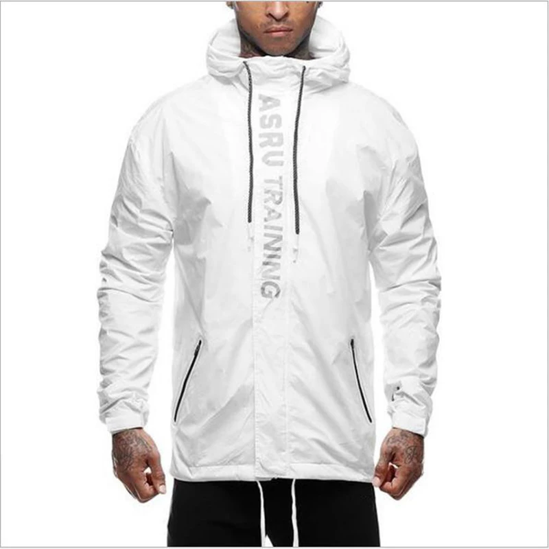 New Spring Autumn Mens Fashion Outerwear Windbreaker Coat Men Sportwear Jackets Hooded Casual Letter Print Men Jacket Coat - Цвет: white