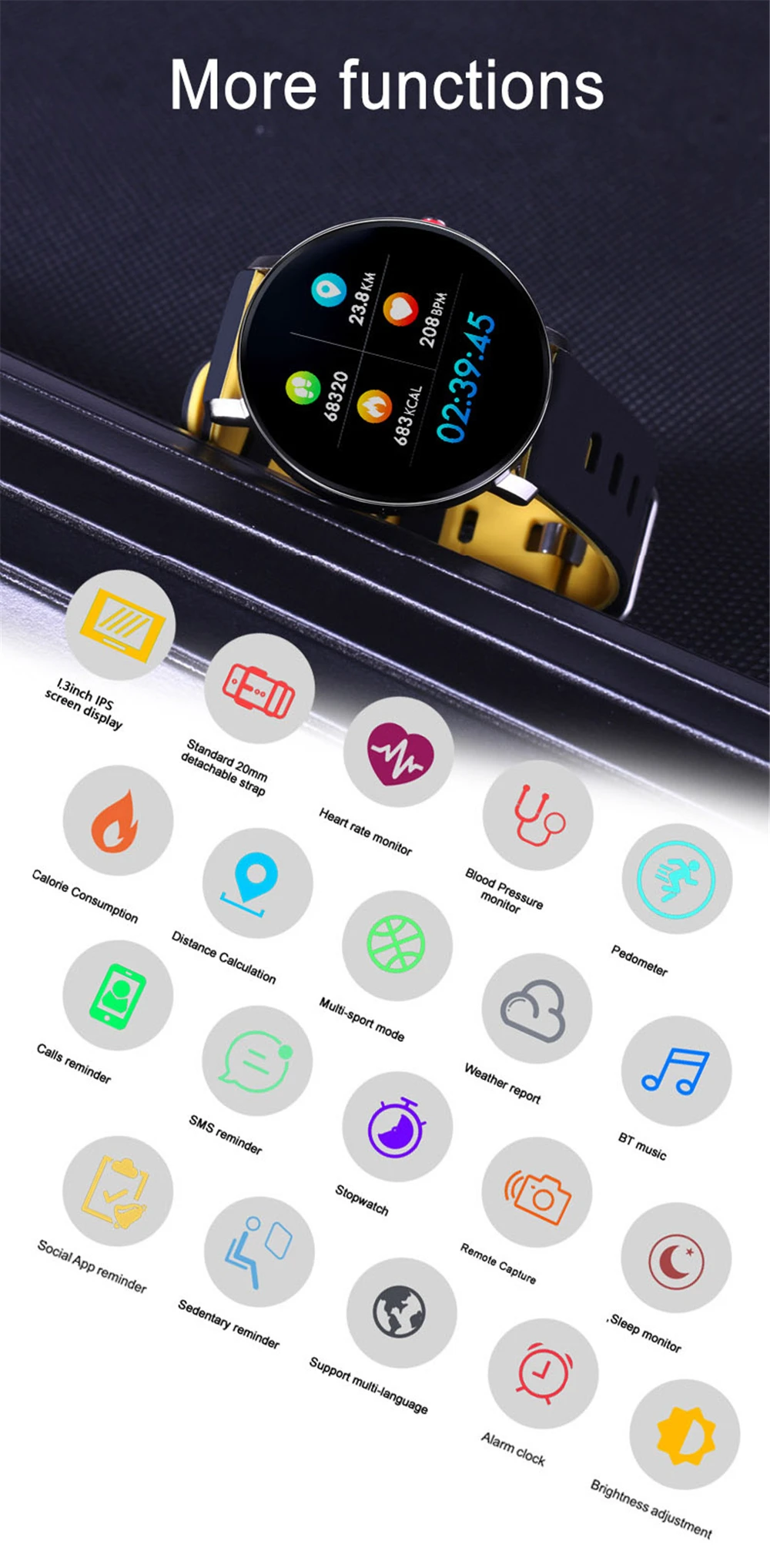 SENBONO мужские Смарт-часы IP68 Водонепроницаемый Полный сенсорный ips цветной экран монитор сердечного ритма фитнес-трекер спортивные женские умные часы
