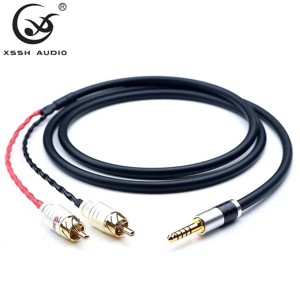 XSSH audio YIVO HIFI OFC pure copper Headphone Earphone Extension Cable Wire Cord 4 4mm to 2 RCA male Cables