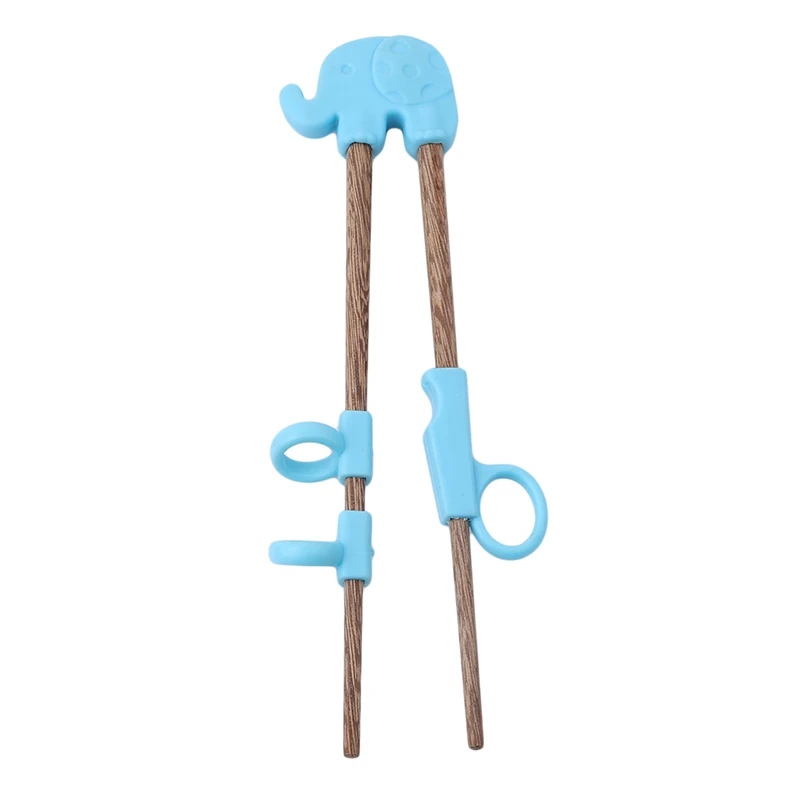 Blue Elephant 1 пара милых детских палочек для еды для детей, деревянные Мультяшные Обучающие многоразовые соломенные учебные палочки для еды, домашние детские товары - Цвет: Blue Elephant