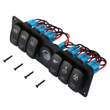 

6 Gang 12v/24v Switch for Car Marine Boat Circuit Switch Panel+ Voltmeter Rocker Switch Panel Circuit