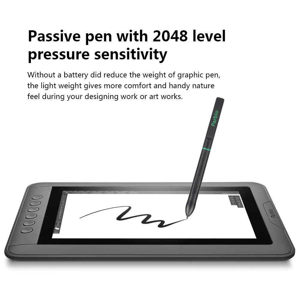  Parblo Mast10 10.1 inches Graphic Monitor with Shortcut Keys and Batteryless Pen Passive Stylus +Mi