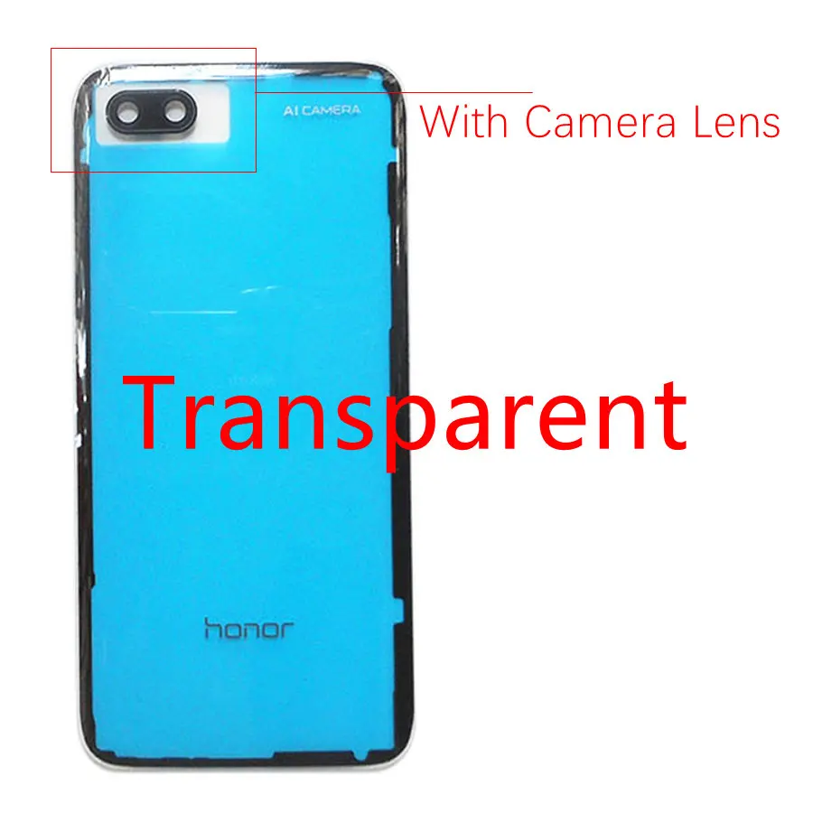 Для huawei Honor 10 задняя крышка для батареи стеклянная панель Задняя Дверь чехол для huawei Honor 10 задняя крышка корпус с объективом камеры - Цвет: Transparent With Len