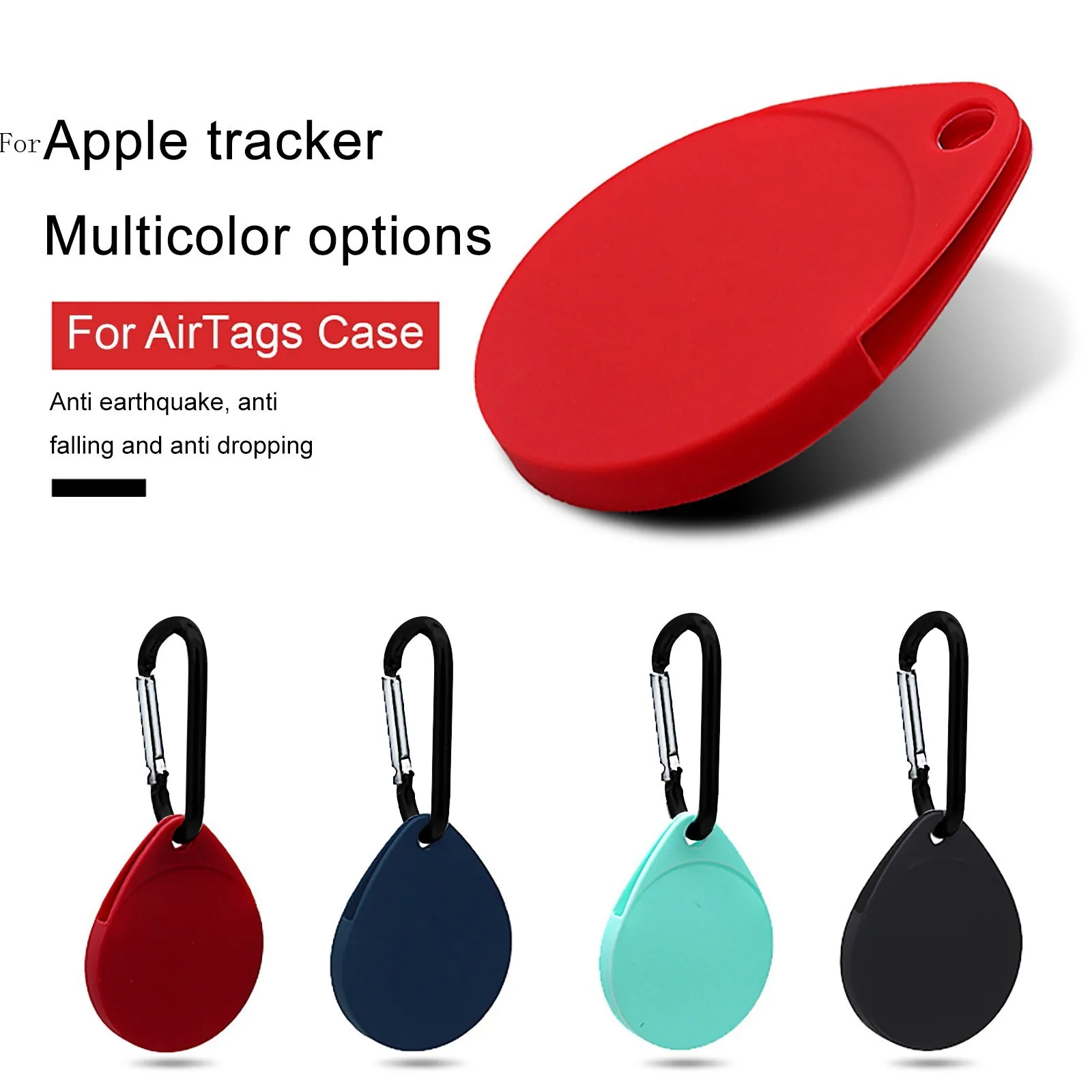 Airtag Keychain Silicone Key Ring For Apple Airtags Case Protective Cover Bumper Shell Tracker Accessories Anti-lost Device Keychain Cases