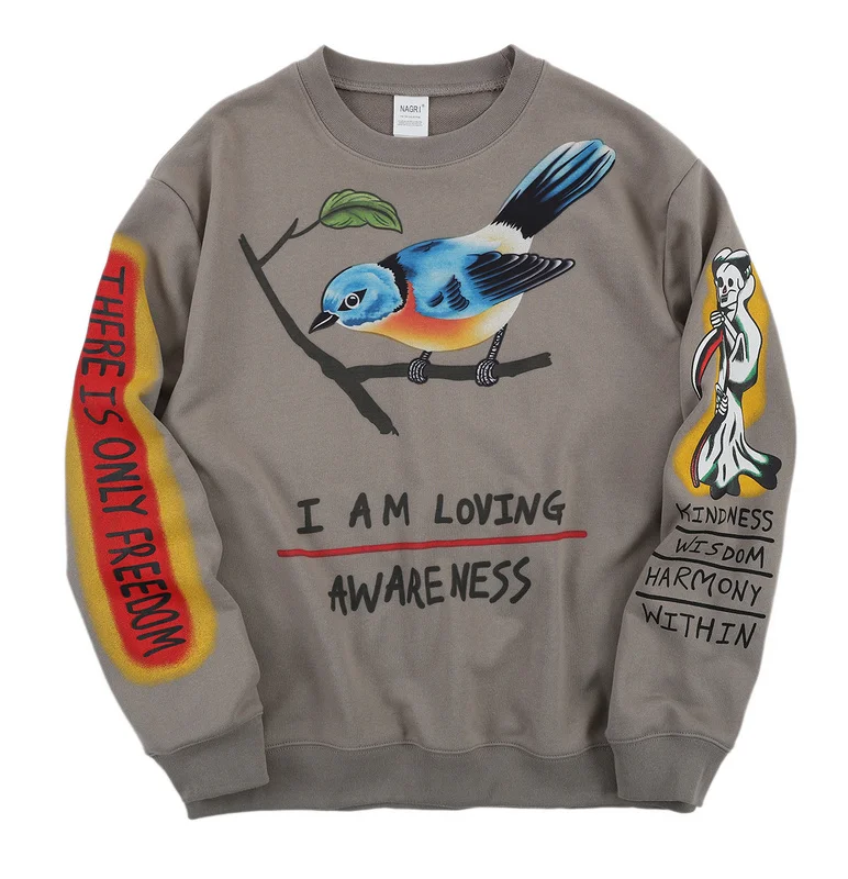 2019fw Канье Уэст сезон 6 птица печатных женщин мужчин толстовки в стиле хип-хоп негабаритных мужчин Повседневная Толстовка пуловер - Цвет: 100